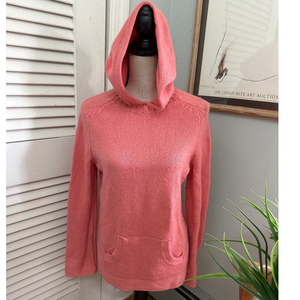 Vintage Gap Sweater Womens Medium Pink Wool Cashmere Hooded Pullover Y2K Cozy